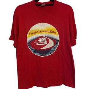 Vintage 80s Coca Cola Catch the Wave Coke 1986 Single Stitch Shirt Adult Large
